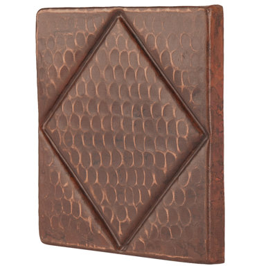 4" x 4" Hammered Copper Tile with Diamond Design - Quantity 8
