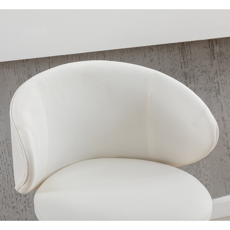 White Upholstered Counter Stools with Solid Wood Frame, Set of 2