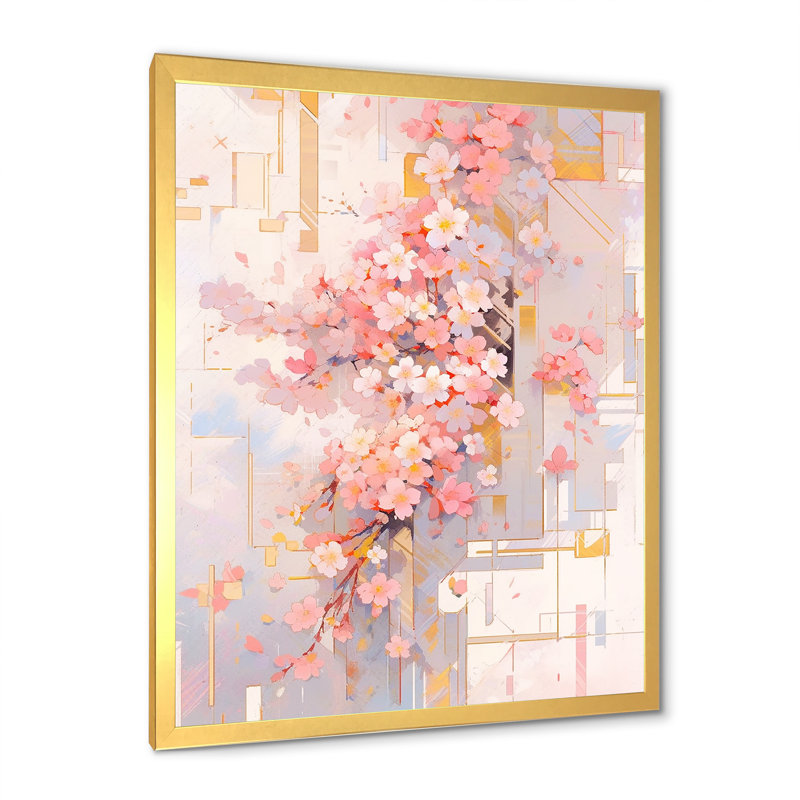 Contemporary Cherry Blossom Bold Stripes - Art mural sur toile Cherry Blossom, H 32 po x l 16 po x P 1 po