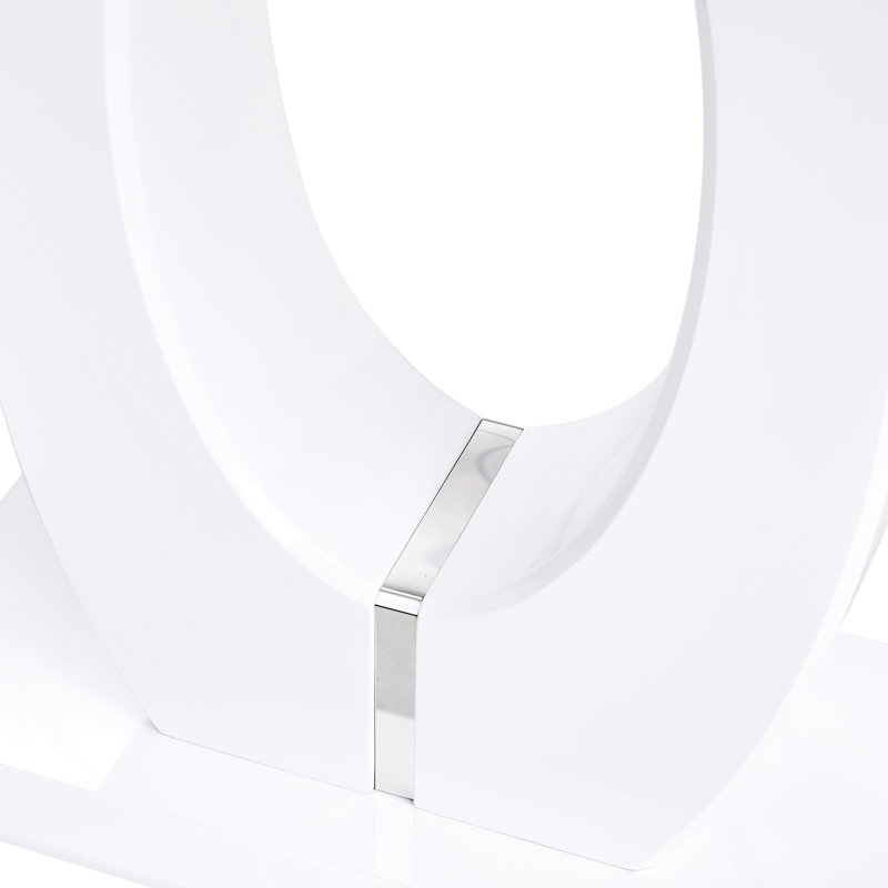Table de salle à manger rectangulaire contemporaine blanc brillant pour chambre à coucher, bistro, maison - 48,64 po x 17,81 po x 29,88 po Bureau étudiant délicat, bureau de jeu 48,64 po x 17,81 po