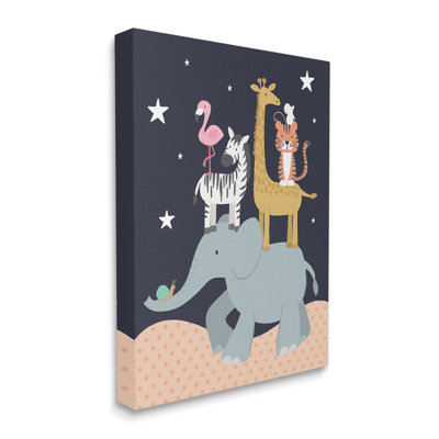 Ciel étoilé, safari, animaux, éléphant, girafe, zèbre