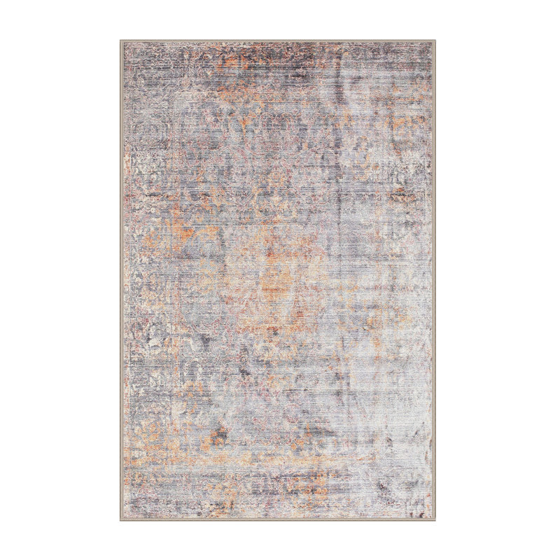 Tapis bleu/gris contemporain, Rectangle 7 pi x 9 pi