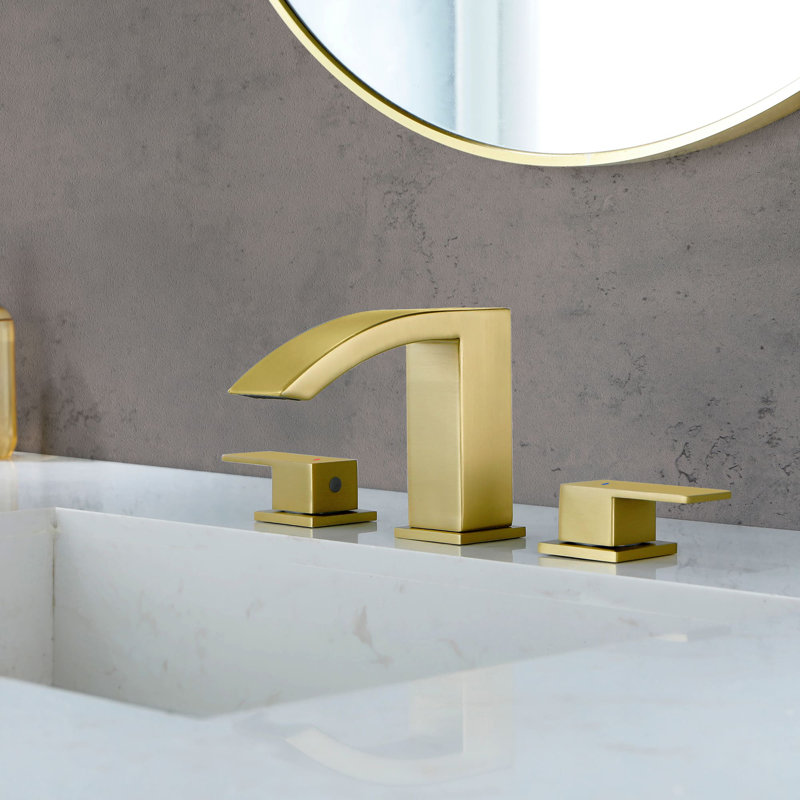 2-handle Bathroom Faucet with Drain Assembly, Gold