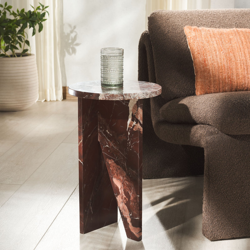 Devlin Marble Drink Table, Dark Green