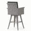 Tabouret de bar rotatif 30 po en osier avec coussin résistant à l'eau, noir et gris foncé