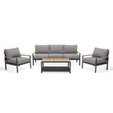 Lifestylegarden Bahamas 4Pc FSC Teak And Aluminum Outdoor Patio Seating Set - Seats 5
