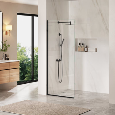 Single Fixed Glass Panel For Shower 32"×78", Thick Frameless Tempered Safety Glass Shower Screen