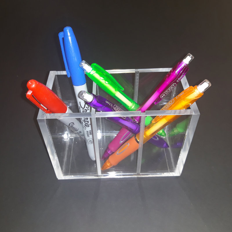 Tasse à stylo en acrylique à 3 compartiments