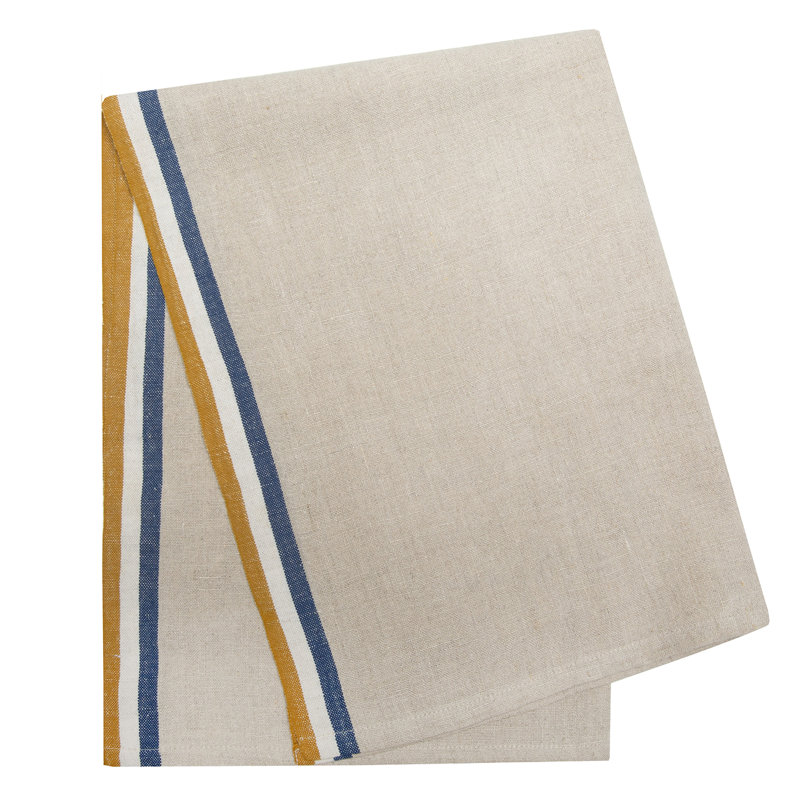 Normandy Striped Tea Towel, Natural/Mustard/Natural/Blue