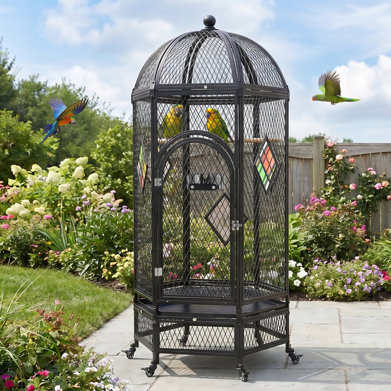 69" H Dome Large Birdcage with Rolling Stand