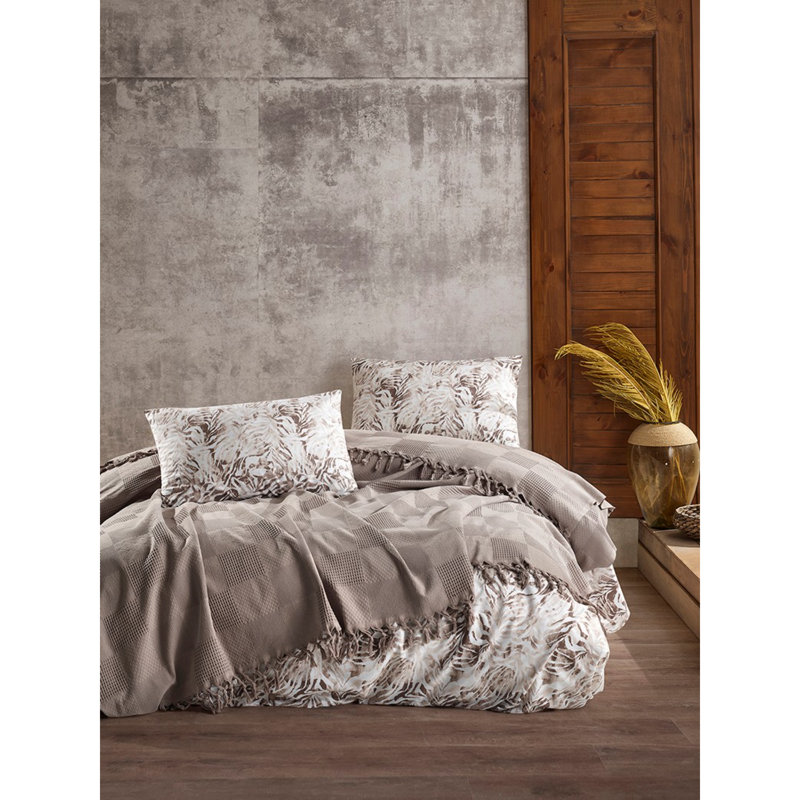 Ensemble de courtepointe 100% coton Marita, Beige