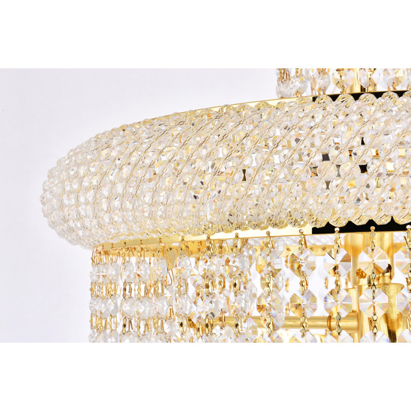 Lustre en cristal 32 lumières Primo, Teck doré (fumé) / strass Swarovski