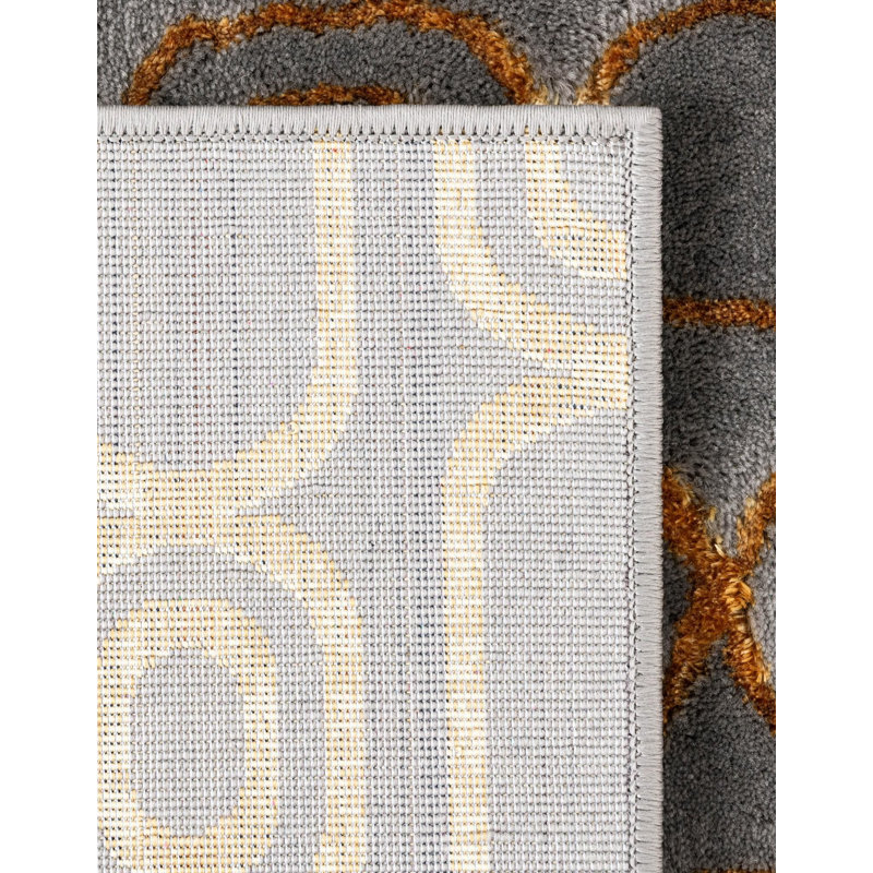 Tapis contemporain gris et gris Vincente, Carré 7 pi 10 po