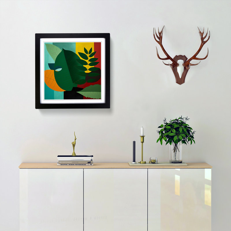 Tropical Leaf Suprematism No.2 - Framed Print, Black