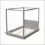 Grand lit plateforme à baldaquin en bois avec tête de lit, gris, durable et élégant pour les chambres à coucher modernes