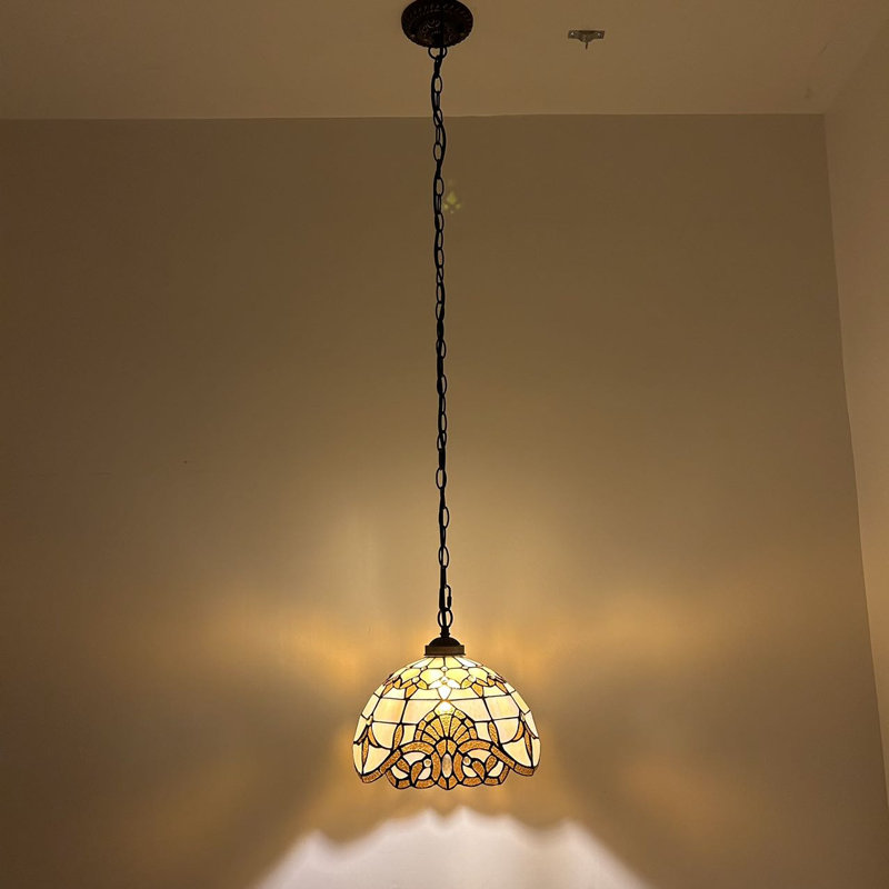 Kleist Tiffany Pendant Lighting Gold Stained Glass Baroque Style LED Bulb Included 12”W*12”D*60”H