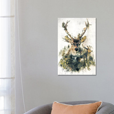 Surreal Deer 1 Piece Wrapped Canvas Painting