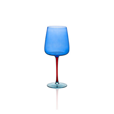 Elegant Blue Wine Glass, 9 x 9 x 8.7 inches | 100% Glass, 16.9 fl oz Capacity | Dishwasher Safe, Perfect for Entertaining & Home Decor