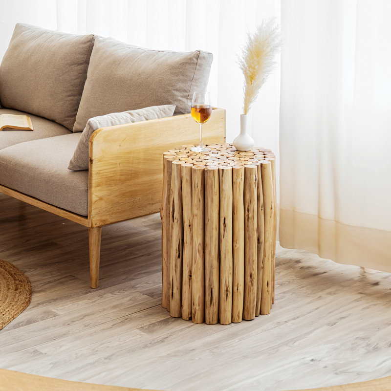 Caylea Solid Wood End Table, Natural Wood