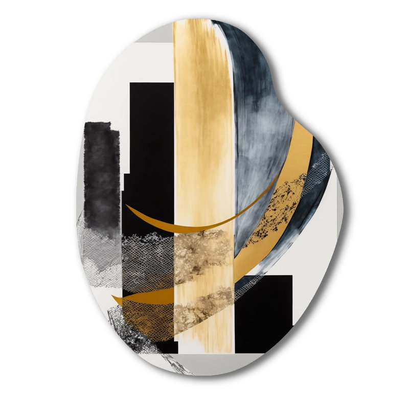 «Glam Art Deco Abstract I», art mural abstrait en forme de métal, décoration murale asymétrique en métal noir
