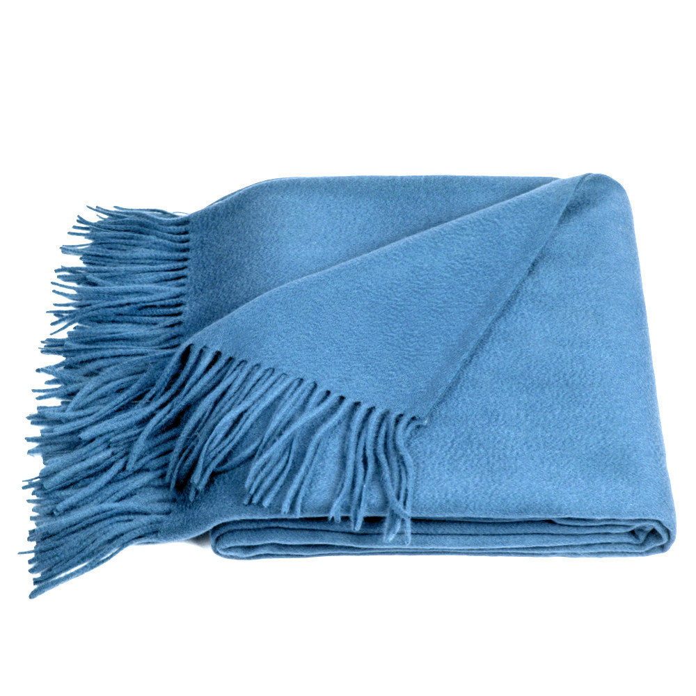 Hudie Wool Throw Blanket, Carolina Blue
