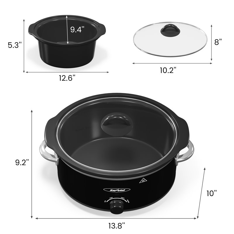 Mijoteuse de 4 pintes, petite mijoteuse avec 3 réglages de cuisson, marmite en céramique lavable au lave-vaisselle, couvercle en verre