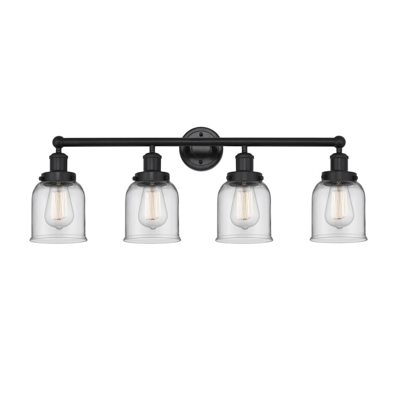 Éclairage pour meuble-lavabo à 4 lumières à intensité variable Asheton, Noir mat, Transparent