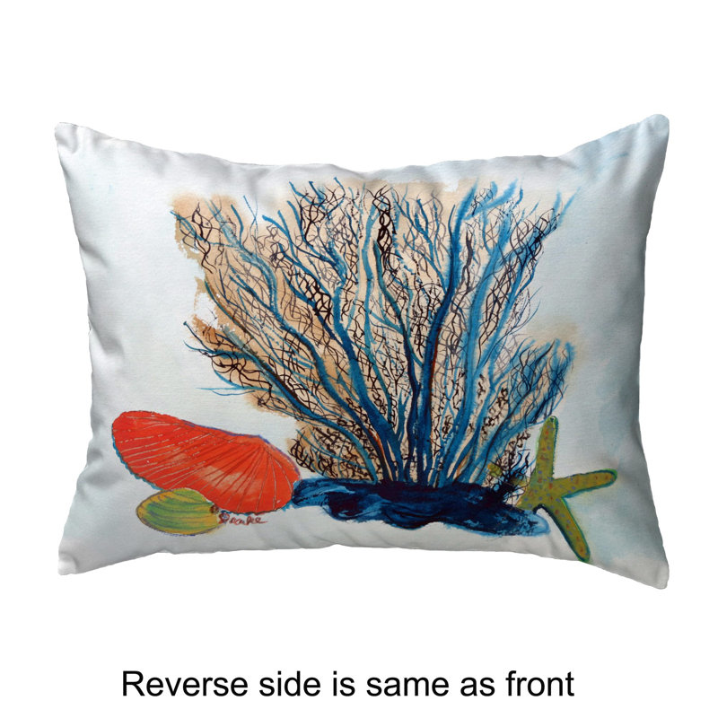  Housse et insert de coussin rectangulaire d'extérieur Coral and Shells, 11 po x 14 po