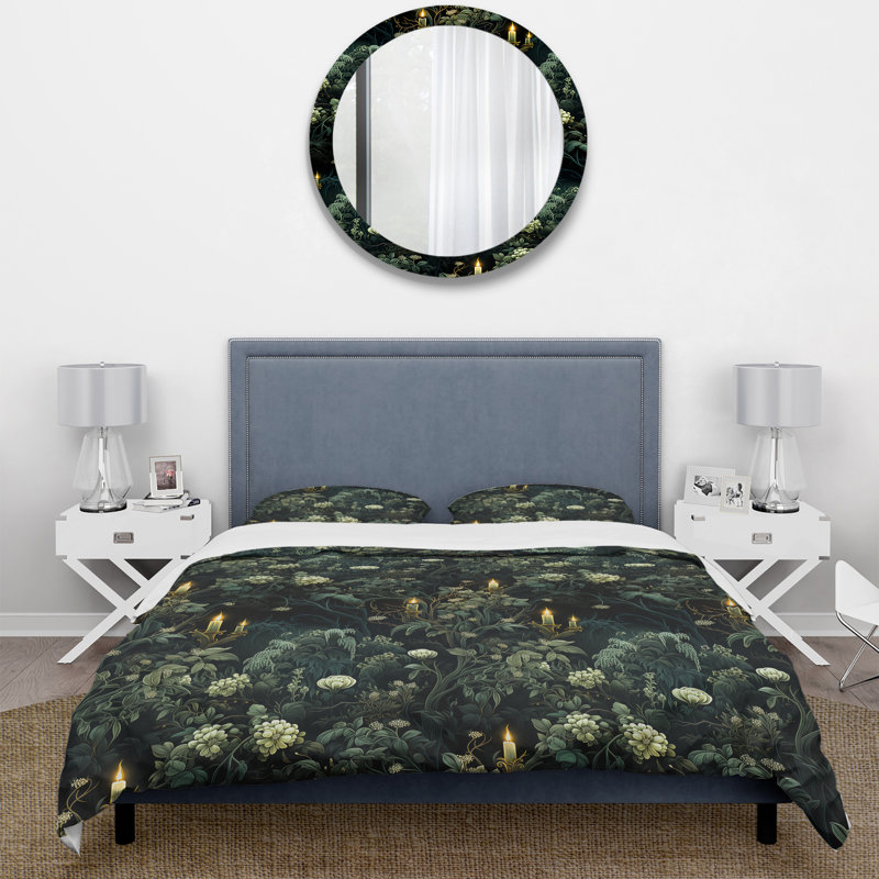 Ensemble de housse de couette Botanical, literie à motif Moody foncé - Haunted Nocturne Moody