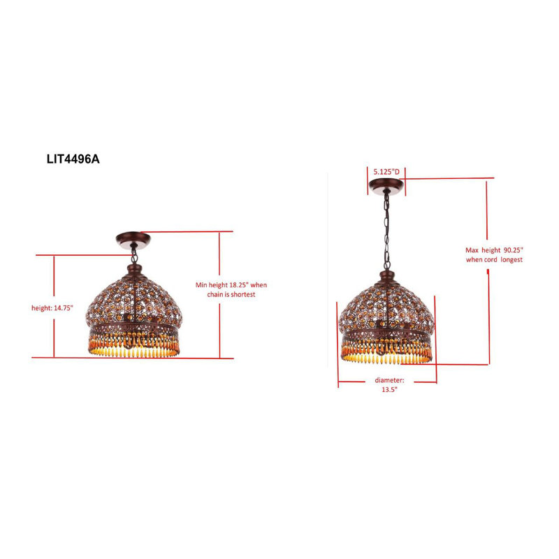 Luminaire suspendu unique à 3 lumières de style dôme Hallfrid