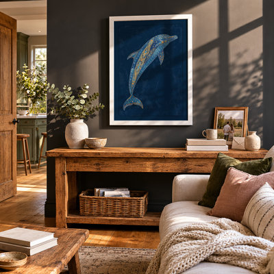 Leaping Dolphin Coastal - Framed Print