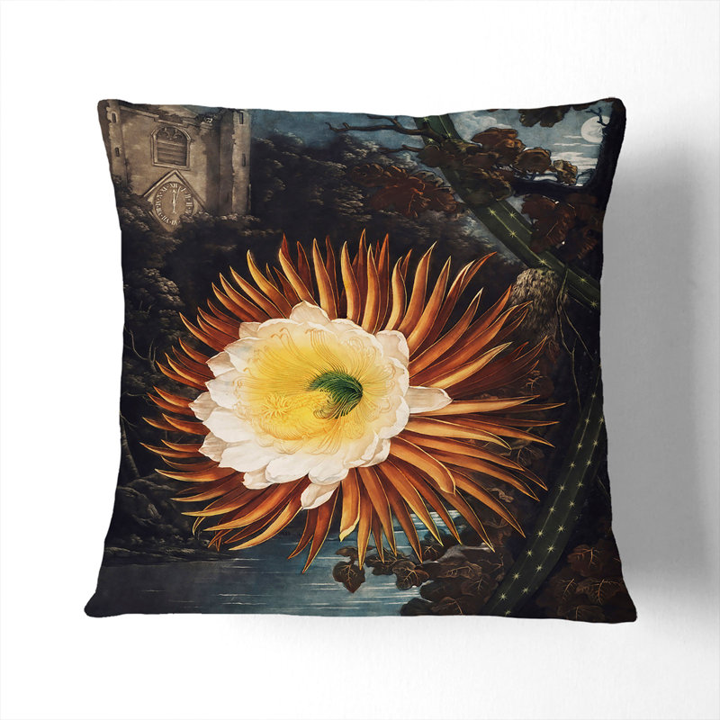 Floral Square Throw Cushion, 55cm H x 55cm W x 20cm D, Stone