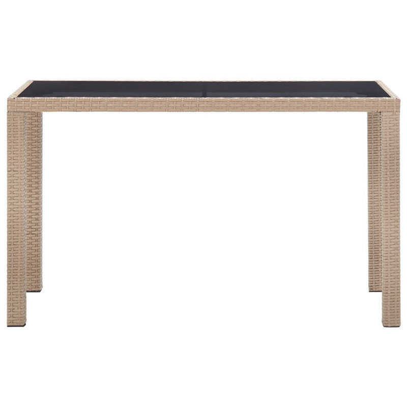 Theta Rectangular Wicker Outdoor Dining Table , 123cm cm W 60cm cm D, Beige