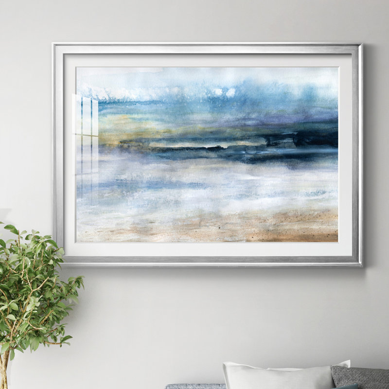 Vent et eau - Peinture encadrée, Argent, H 22,5 po x l 30,5 po x P 1,5 po