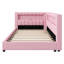 Lit plateforme simple tapissier XL avec ports USB et bande lumineuse à DEL, chambre à coucher moderne, rose-771388704-771388719