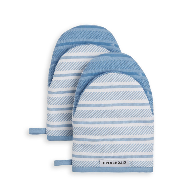 KITCHENAID Albany Mini Oven Mitt 2-Pack Set, Blue Velvet, 5.5" W x 8" L