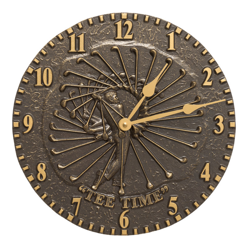 Golfer 12" Wall Clock, French Bronze