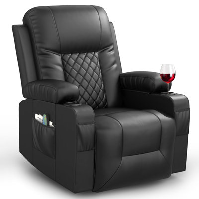 Lannah Faux Leather Recliner Massage Chair With Two Cup Holders for home