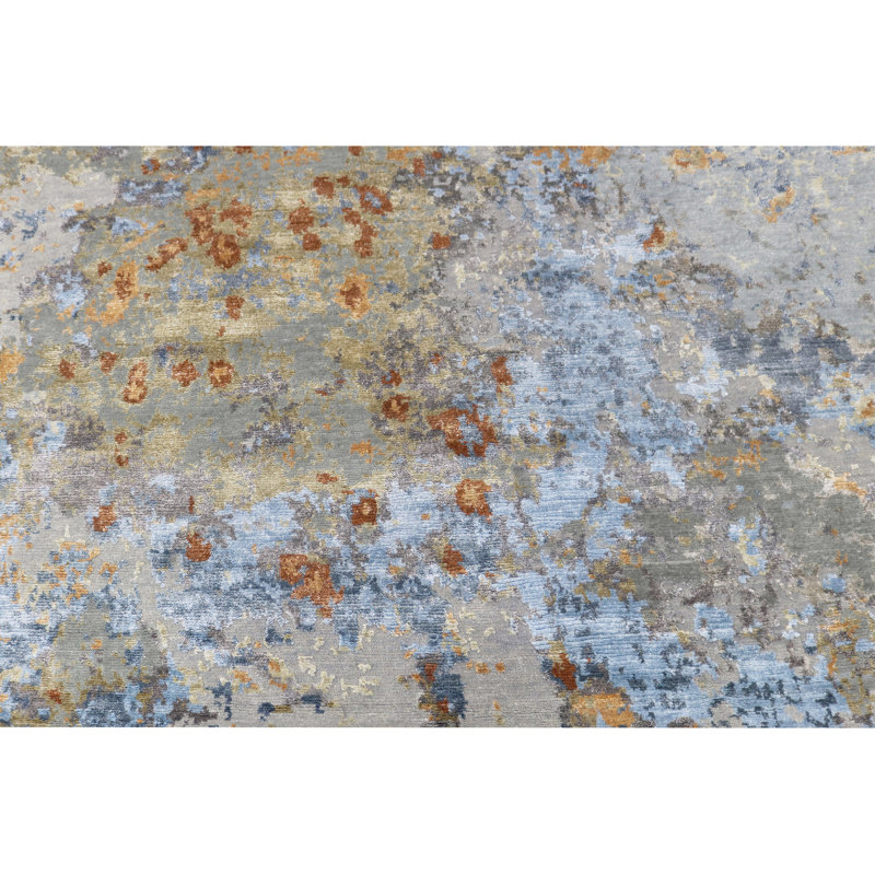 Abstract Area Rug in Beige, Rectangle 9' x 12'