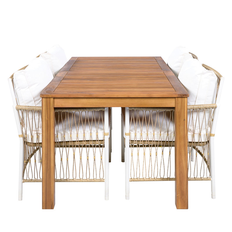 Ensemble de table de salle à manger en bois pour patio, 4