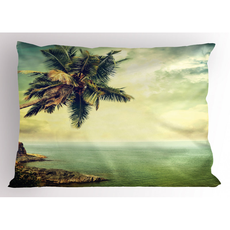 Green/Cream Polyester Microfiber Piece Sham, Twin