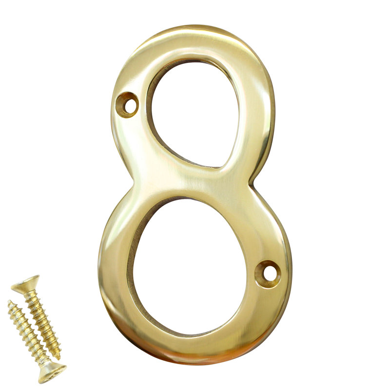 Numéro de maison 4 po, 8, Laiton poli