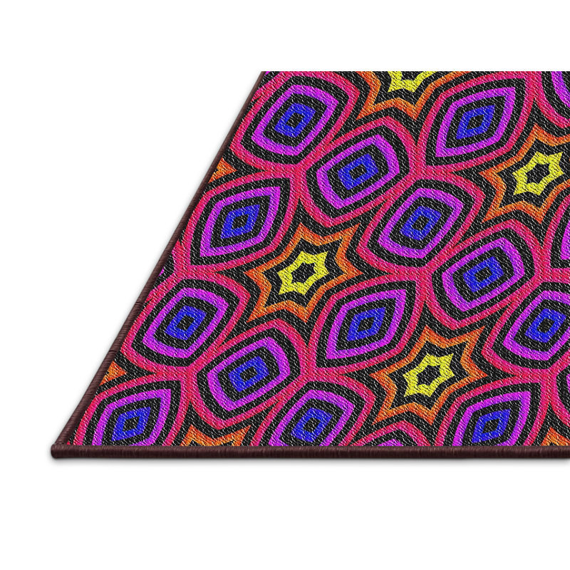 Tapis bleu / orange Power Loom, Rectangle 5 pi x 8 pi