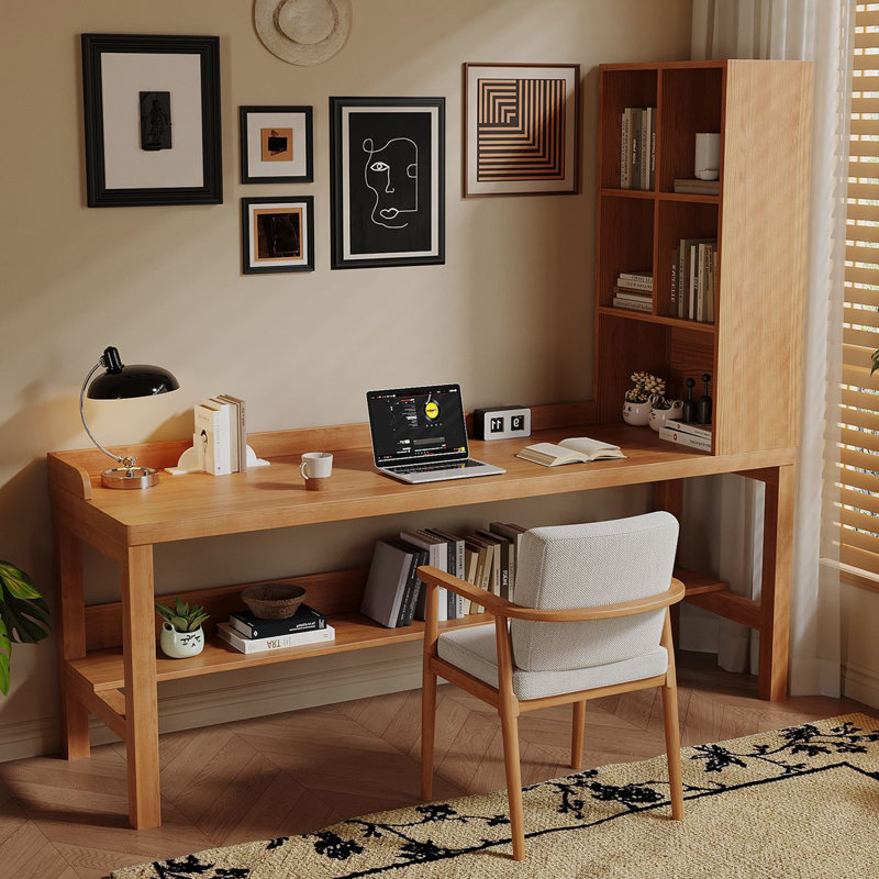 Bureau rectangulaire en bois massif brun, H 70,87 po x l 94,49 po x P 23,62 po