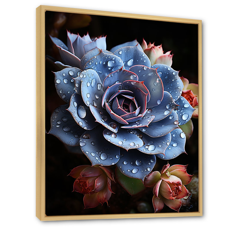Bleu plante grasse II, H 40 po x l 30 po x P 1,5 po, Cadre naturel flottant