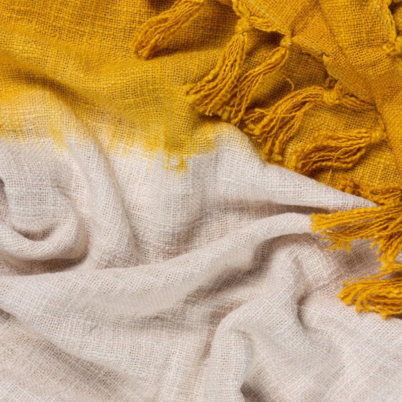 Mizu Knitted Throw Blanket, Ochre
