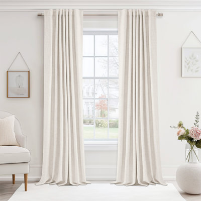 Cadnite 50" W Thermal 100% Blackout Linen Textured Curtain Panels (Set of 2)