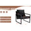 Structure en cuir noir et métal noir - élégance minimaliste moderne, plan de posture assise ergonomique, 27 po x 29,7 po x 29,6 po, conception coussinée, intégrité structurelle, adaptable à différents décors