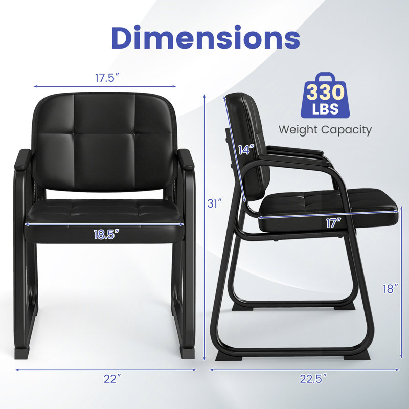 Ensemble de 4 chaises de réception en cuir avec accoudoirs rembourrés et structure en métal