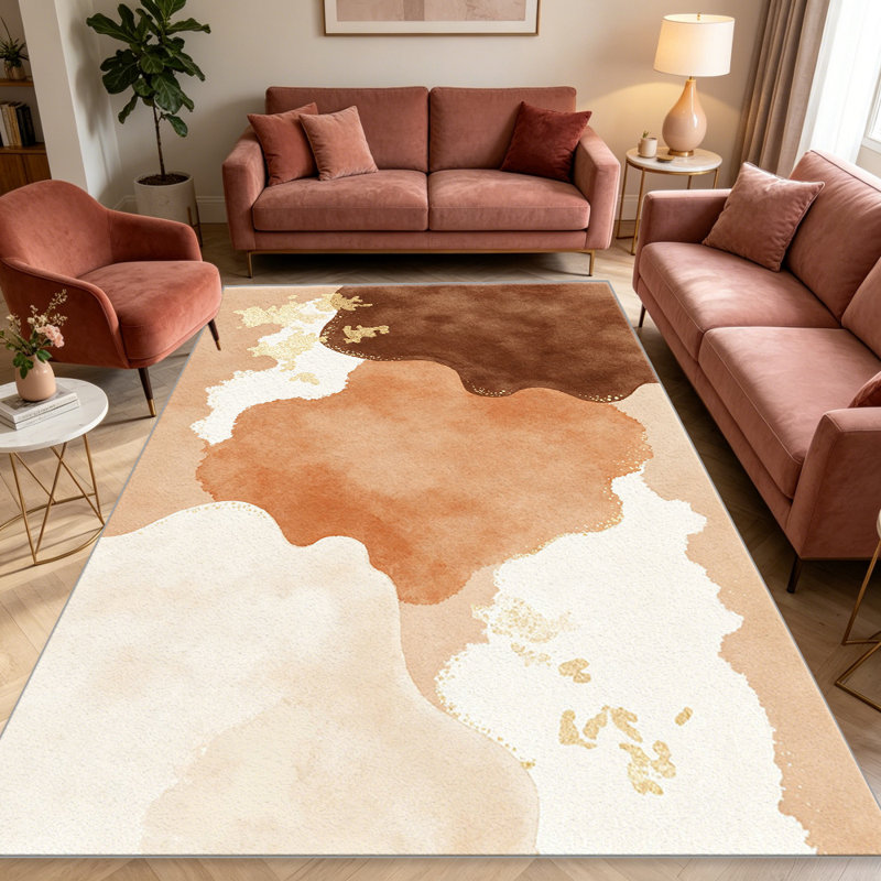 Abstract Watercolor Terracotta carpet-easy to clean, machine-washable, soft and comfortable; suitable for door mats, kitchens, living rooms, bedrooms, corridors, and laundry areas. Easy to clean, durable carpet for home decoration.